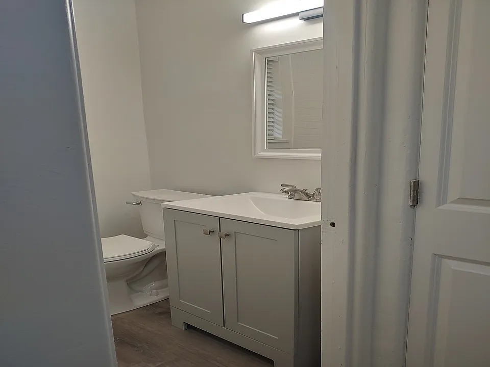 Bathroom with sleek vanity