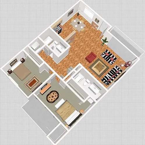 Floor plan 2 Bedroom/2 Bath