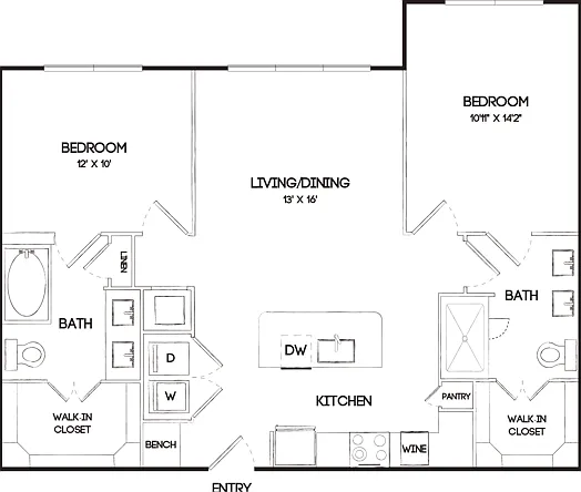 B1D 2 Bedroom Floor Plan B1D 2 Bedroom Floor Plan