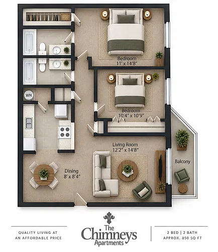 Floor plan Two Bed Two Bath