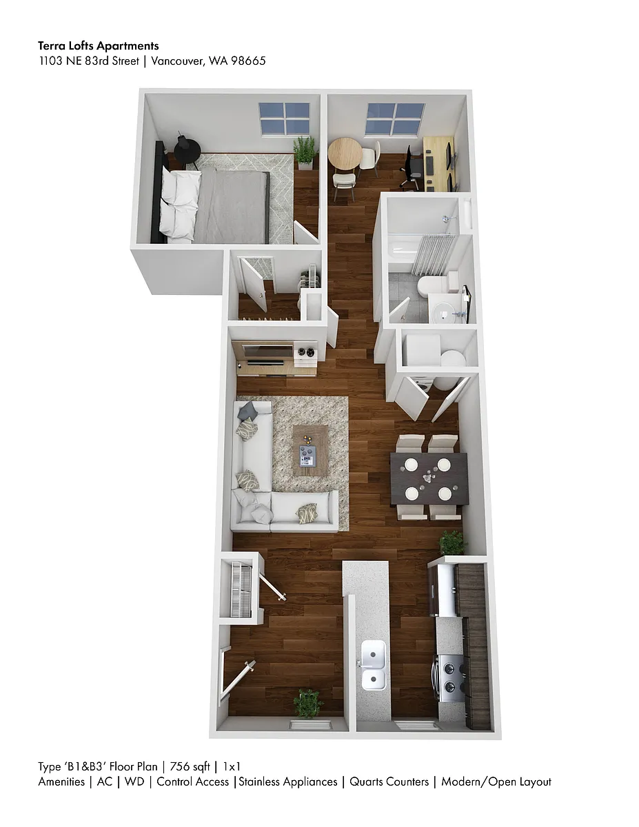 Floor plan One Bedroom B1B3