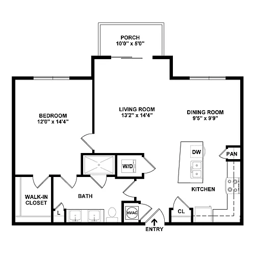 Floor plan 1 Bed/1 Bath-A4