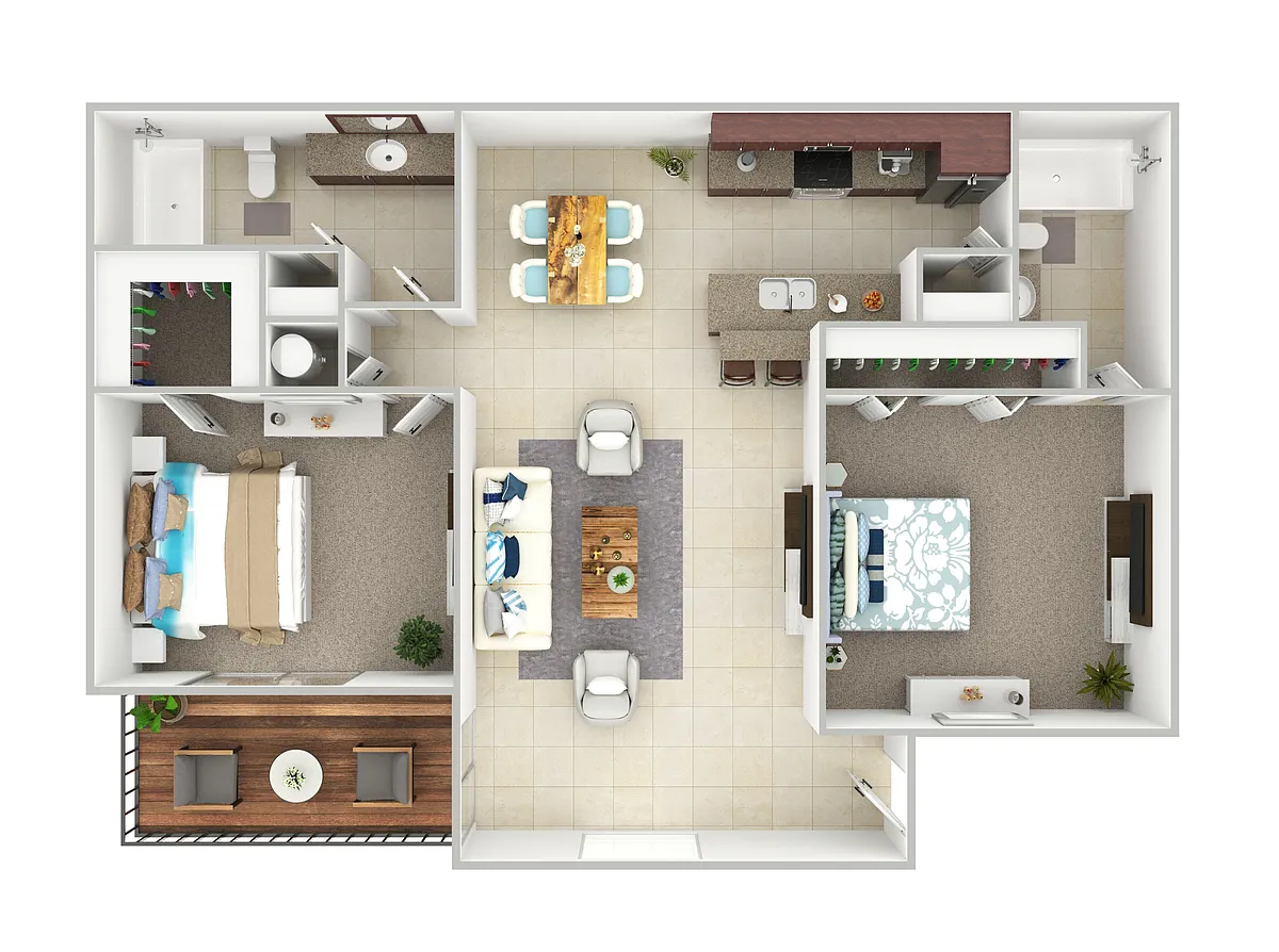 Floor plan B2 - 2 Bedroom,2 Bathroom
