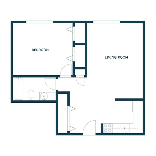 Floor plan One Bedroom 11D