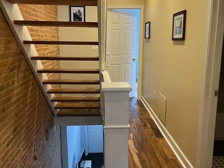 Second floor hallway, with bathroom off hallway