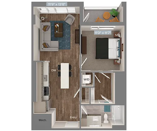 Floor plan A1-674sf-U