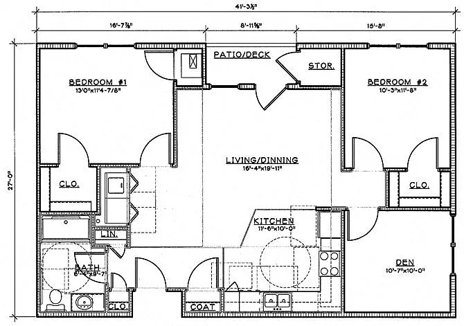 Floor plan 2 Bedroom Unit with Den