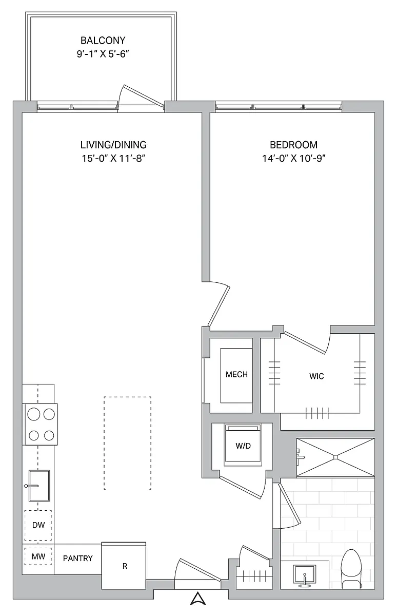 Floor plan 1 Bed/1 Bath-A-01A.2