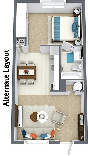 Floor plan 1 Bed 1 Bath