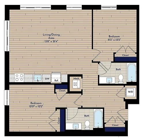 Floor plan B 2BR-F1 70