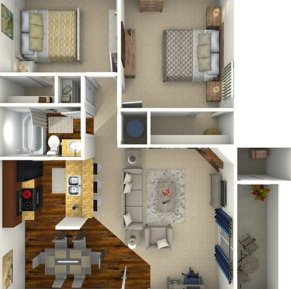 Two bedroom, one bath, 840 square foot floor plan Two bedroom, one bath, 840 square foot floor plan