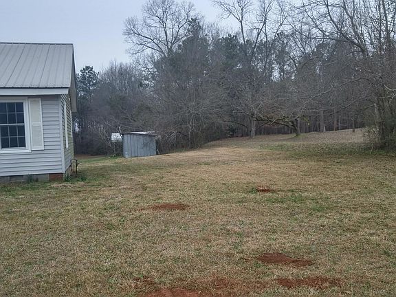 Side yard with storage shed
