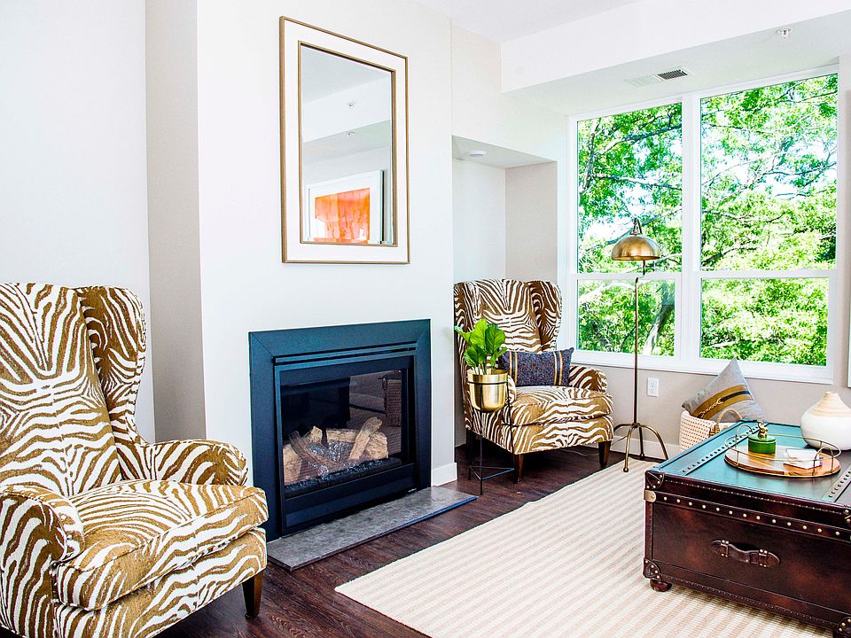 Two-Bedroom Apartment Living Room with Fireplace