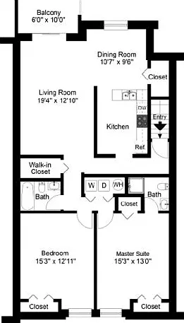 Two bedroom floor plan Two bedroom floor plan