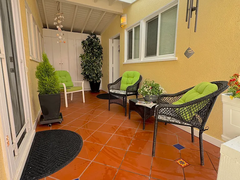 Patio at the top of the stairs