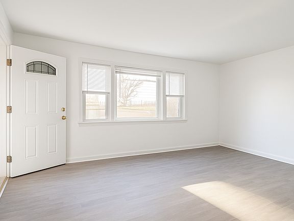 Front door and living room