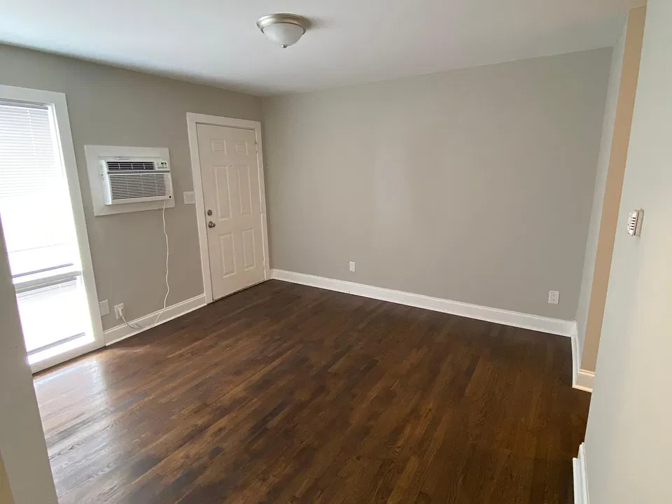 Looking into living room from the hallway.