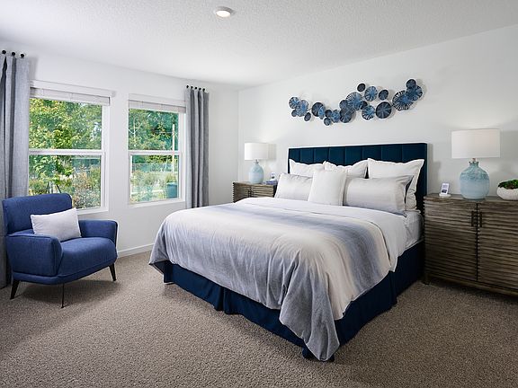 Primary Bedroom of the Acadia modeled at Kings Preserve