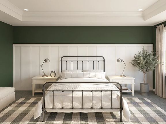 Primary suite with decorative feature wall
