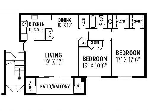 Floor plan Two bedroom, one bath apartment