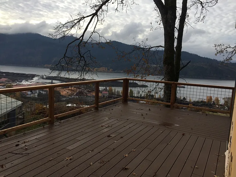 The deck looking out to the river. A south and east view primarily