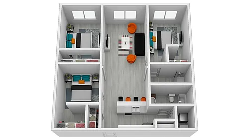 Floor plan 3 Bed, 2 Bath (1338-1344 SF)