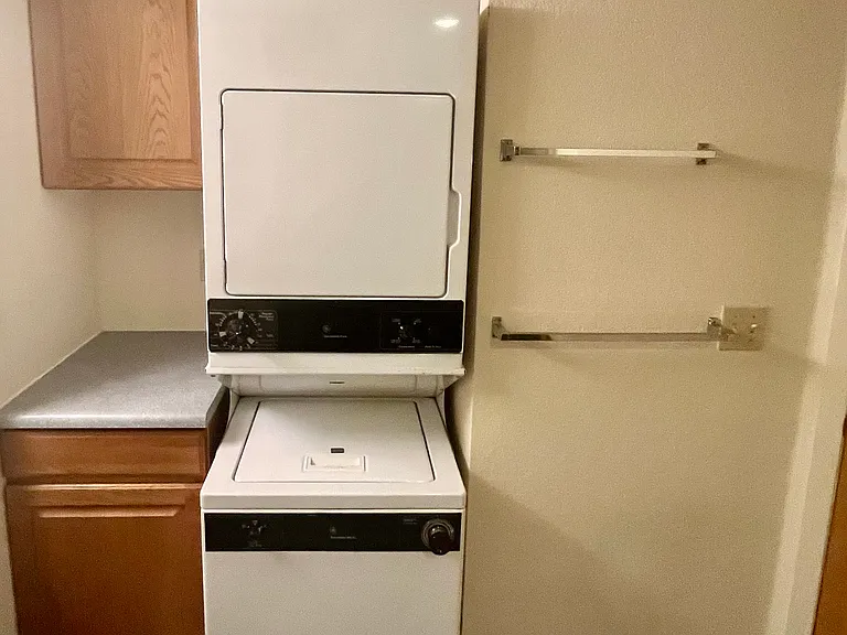Stackable washer and dryer.