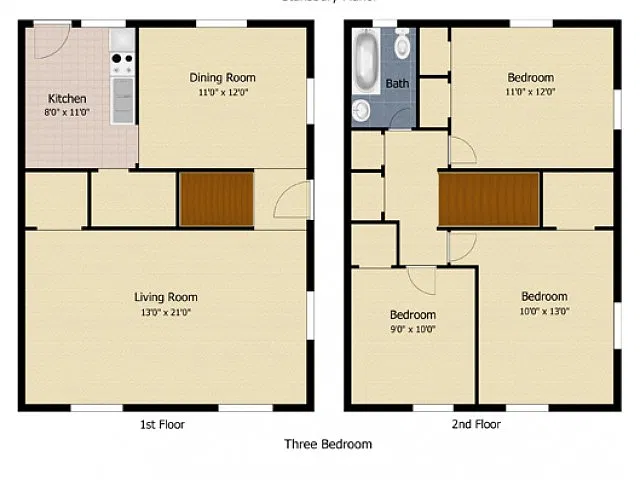 Floor plan 3 Bedroom Townhome