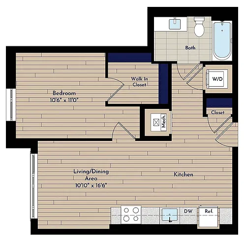 Floor plan B 1BR-D 70
