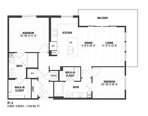 Floor plan 2 Bed/2 Bath