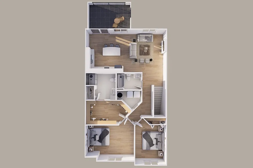 Floor plan Upper - Rear View - 2 Stall