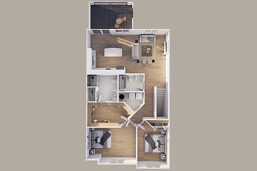 Floor plan Upper - Rear View - 2 Stall