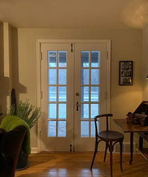 Original doors to patio overlooking front yard