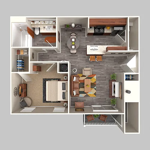 Floor plan One Bed, One Bath
