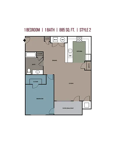 Floor plan 1 Bedroom 1 Bath