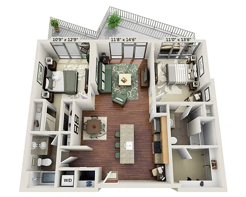 Floor plan Two Bedroom B2E