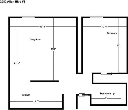 Floor plan 1-Bedroom First Floor 2080-3