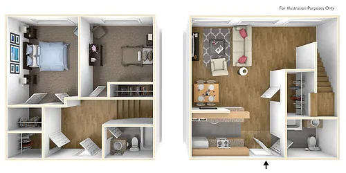 Floor plan 2 Bed 1.5 Bath Townhome