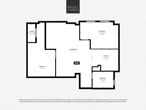 Floor plan 2 Bedroom 1 Bath