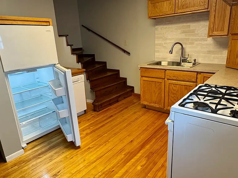 Kitchen with gas stove, new refrigerator with ice maker and dishwasher