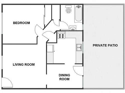 Floor plan 1 Bed / 1 Bath: Type A