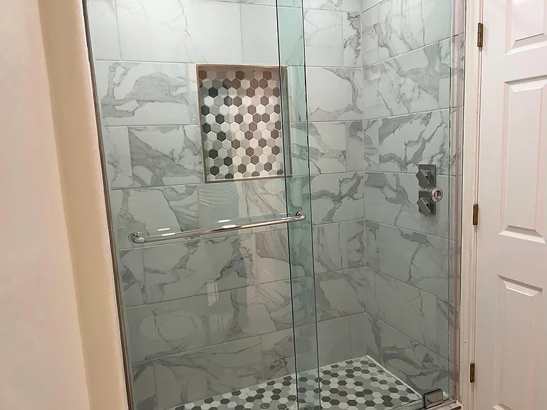 updated shower with dual shower