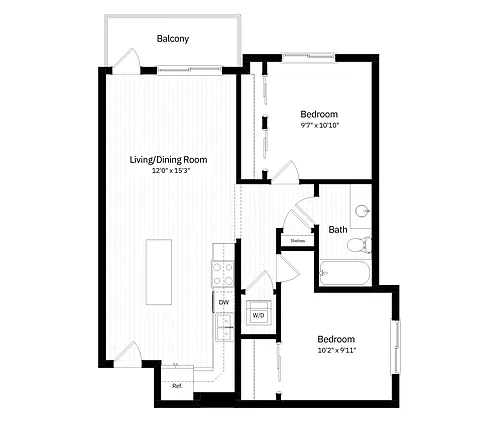 Floor plan 2x1 - 807 sqft - B2