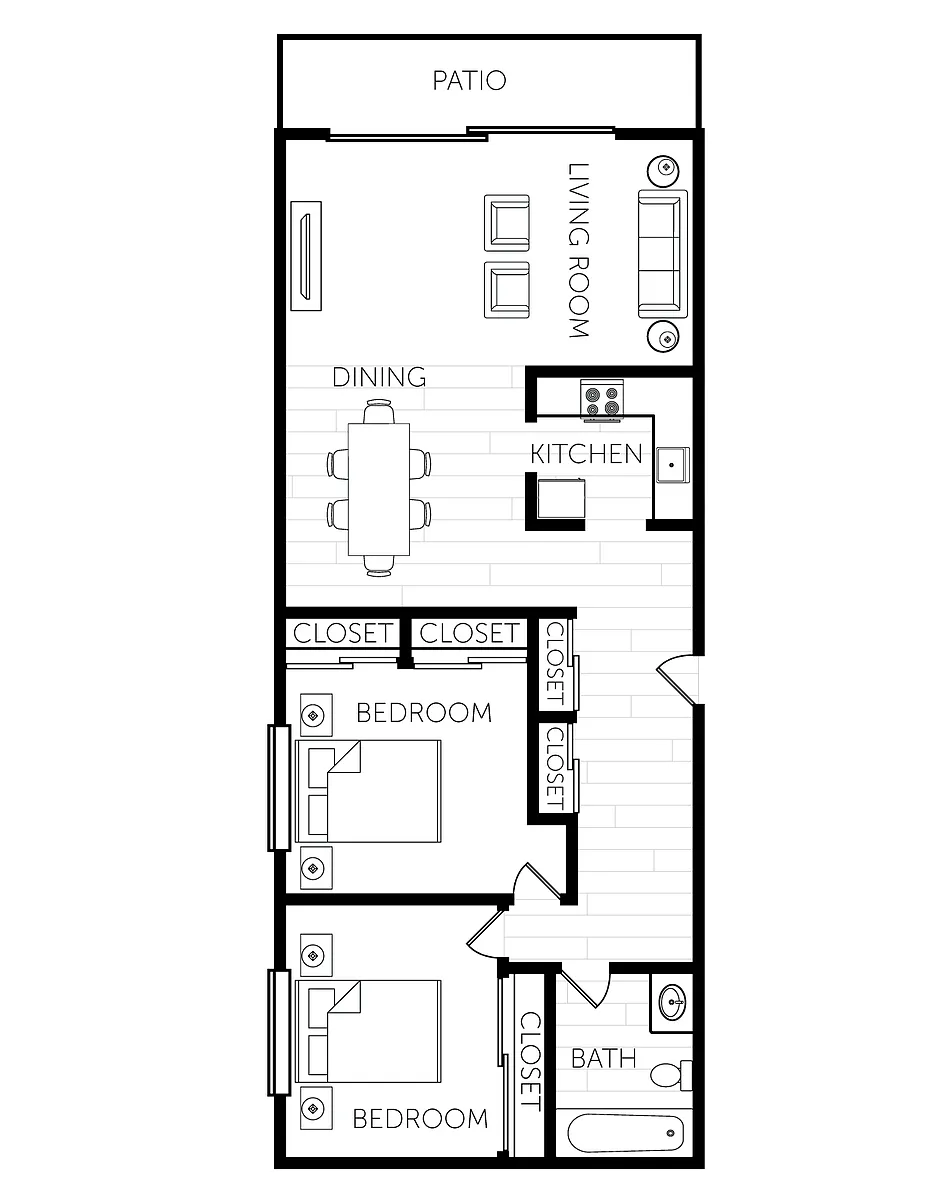 Floor plan Two Bedroom Large