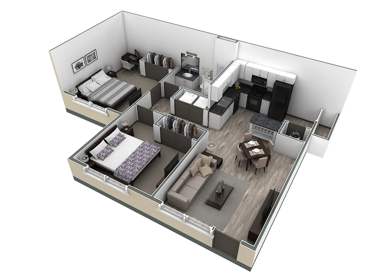 Floor plan 2-1 BR Horizon Courtyard