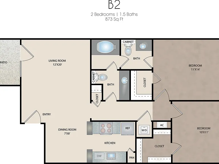 B2 floor plan Reserve at Garden Oaks