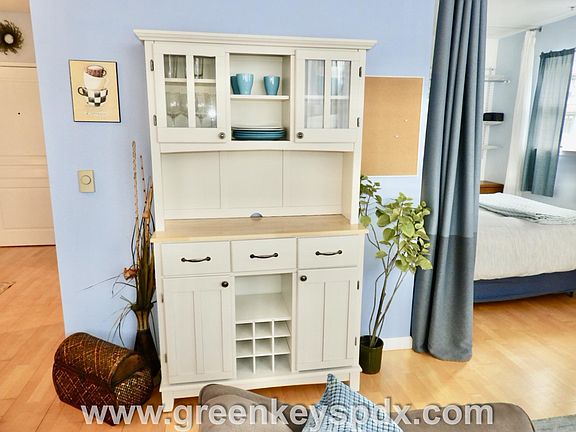 Front door, cabinet, bedroom