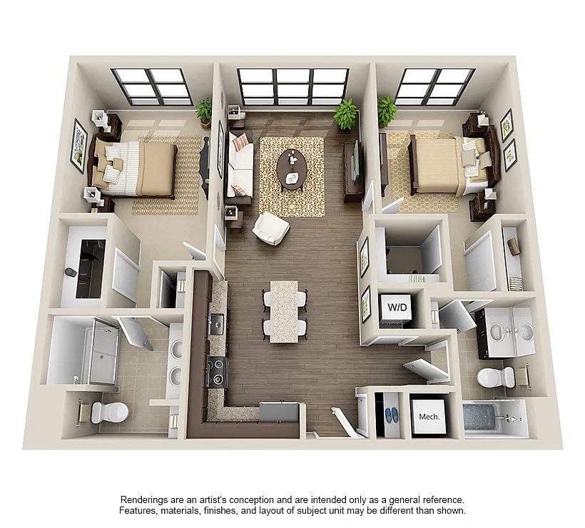 Floor plan 2 Bed 2 Bath-Stonehouse