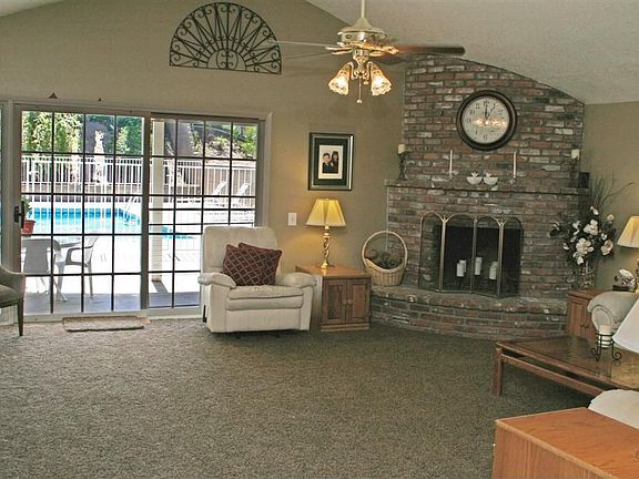 Great room with corner fireplace