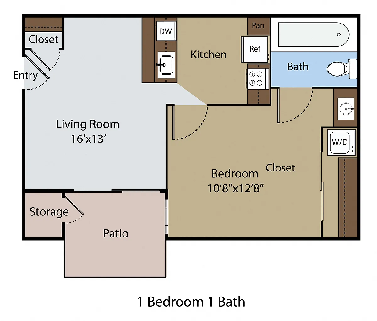 Floor plan 1 BR 1 BA
